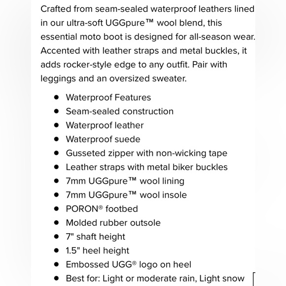 UGG SIZE 6 WILDE BLACK LEATHER/SUEDE BLACK WATERPROOF BIKER MOTO BOOTS - Picture 11 of 11